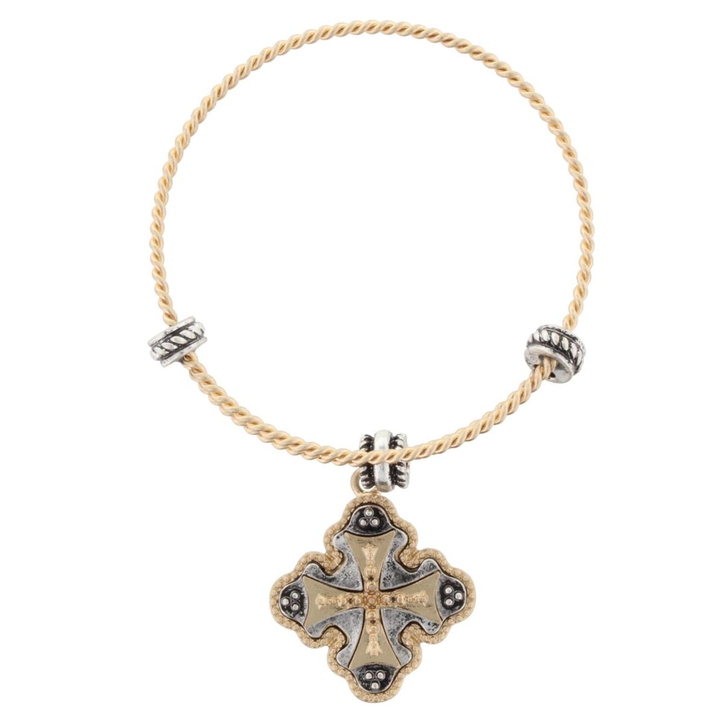 Gold Bangle Bracelet with "Fearfully and Wonderfully Made, Psalm 139:14" Double Sided Charm