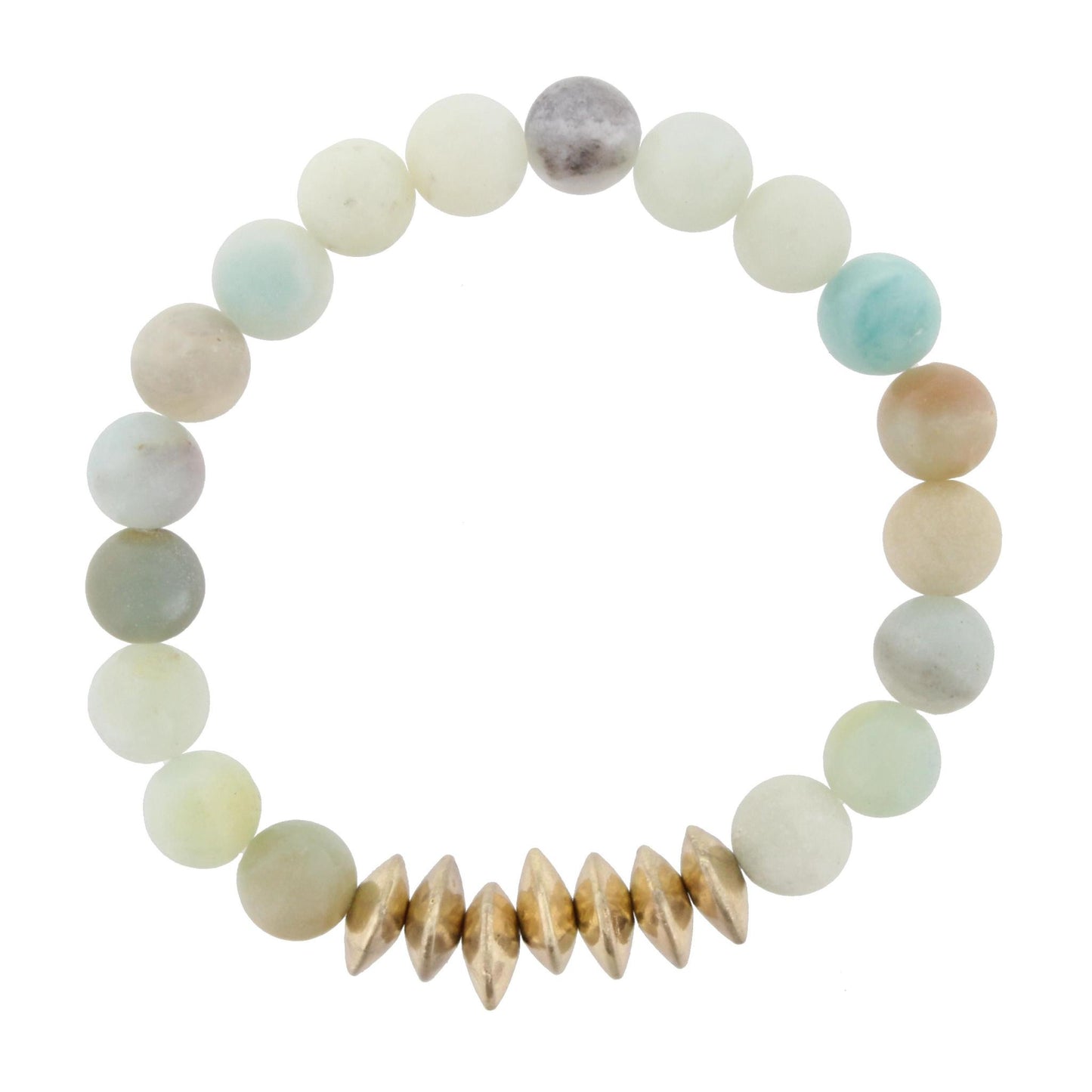 Amazonite Beaded Stretch Bracelet with Gold Triangle Spacers