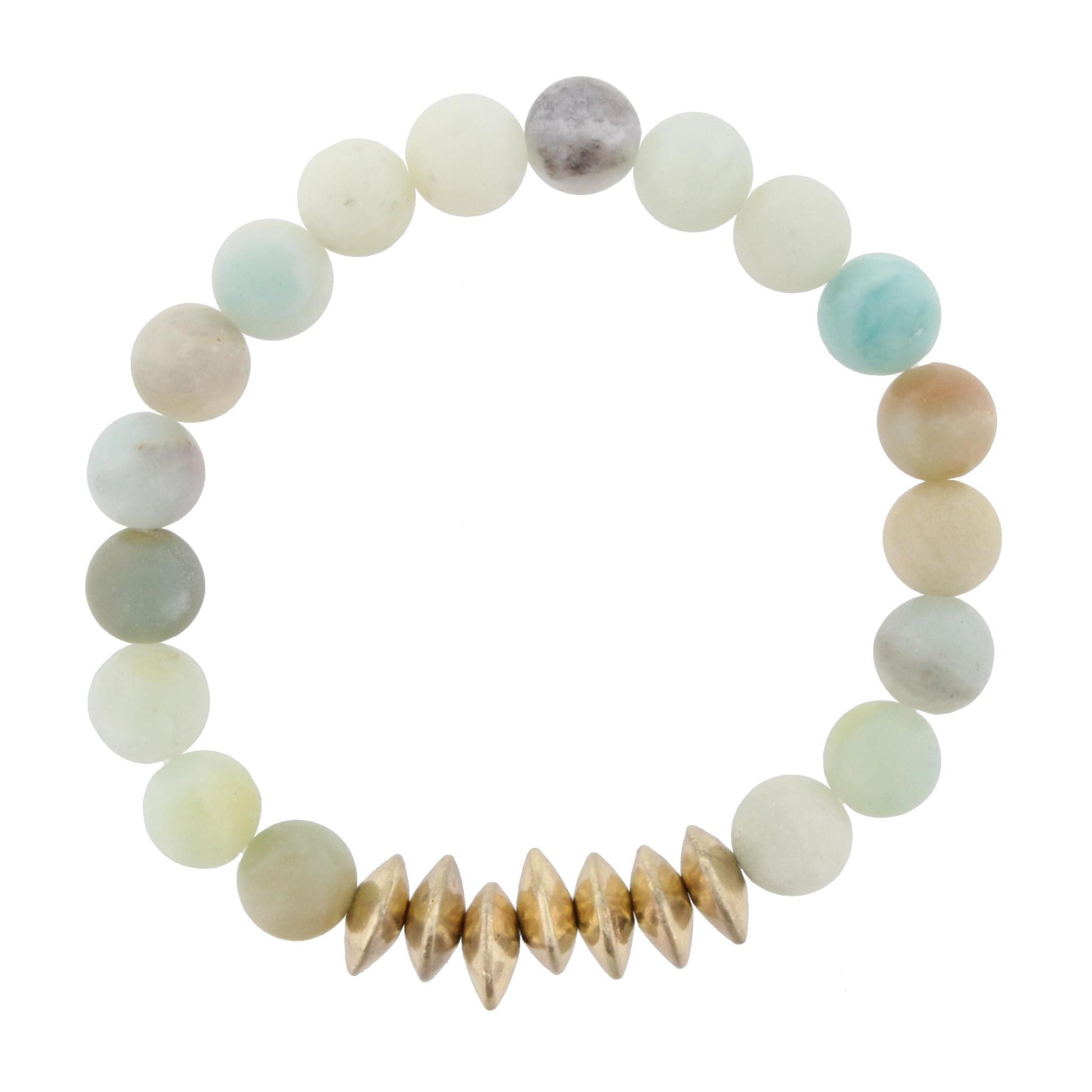 Amazonite Beaded Stretch Bracelet with Gold Triangle Spacers