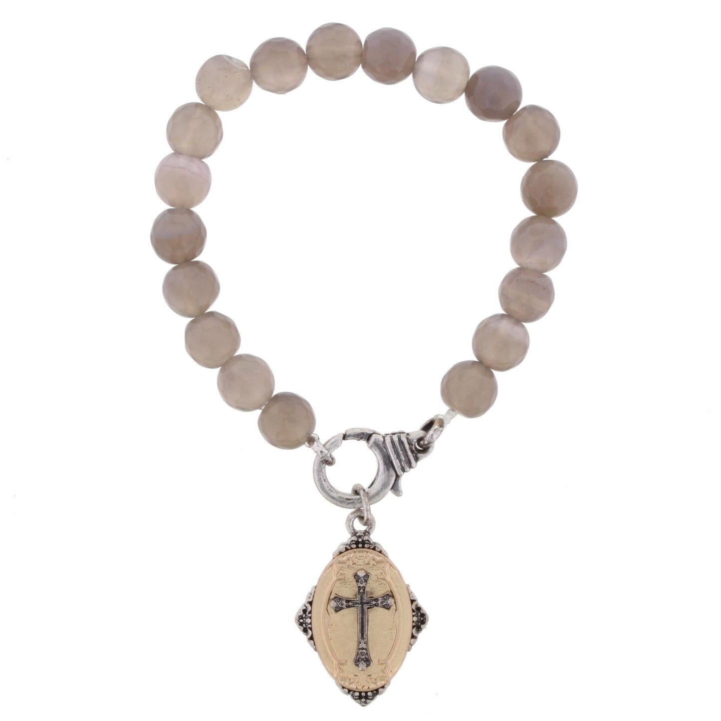 Grey Stretch Bracelet with Double Sided "Your Word is a Lamp to My Feet" Charm