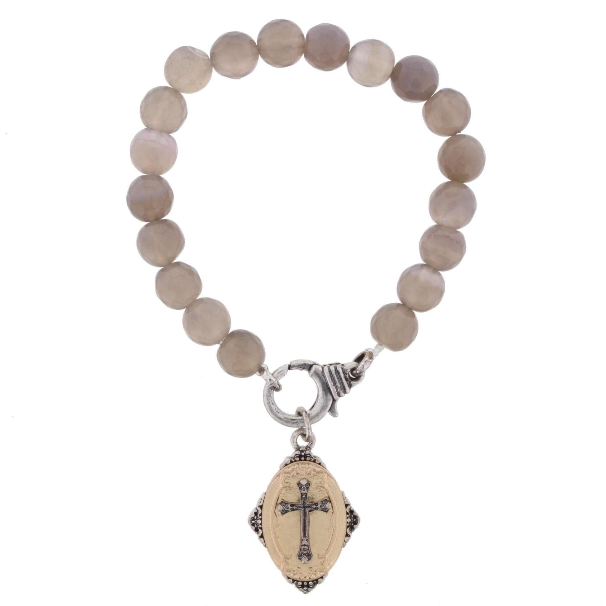 Grey Stretch Bracelet with Double Sided "Your Word is a Lamp to My Feet" Charm