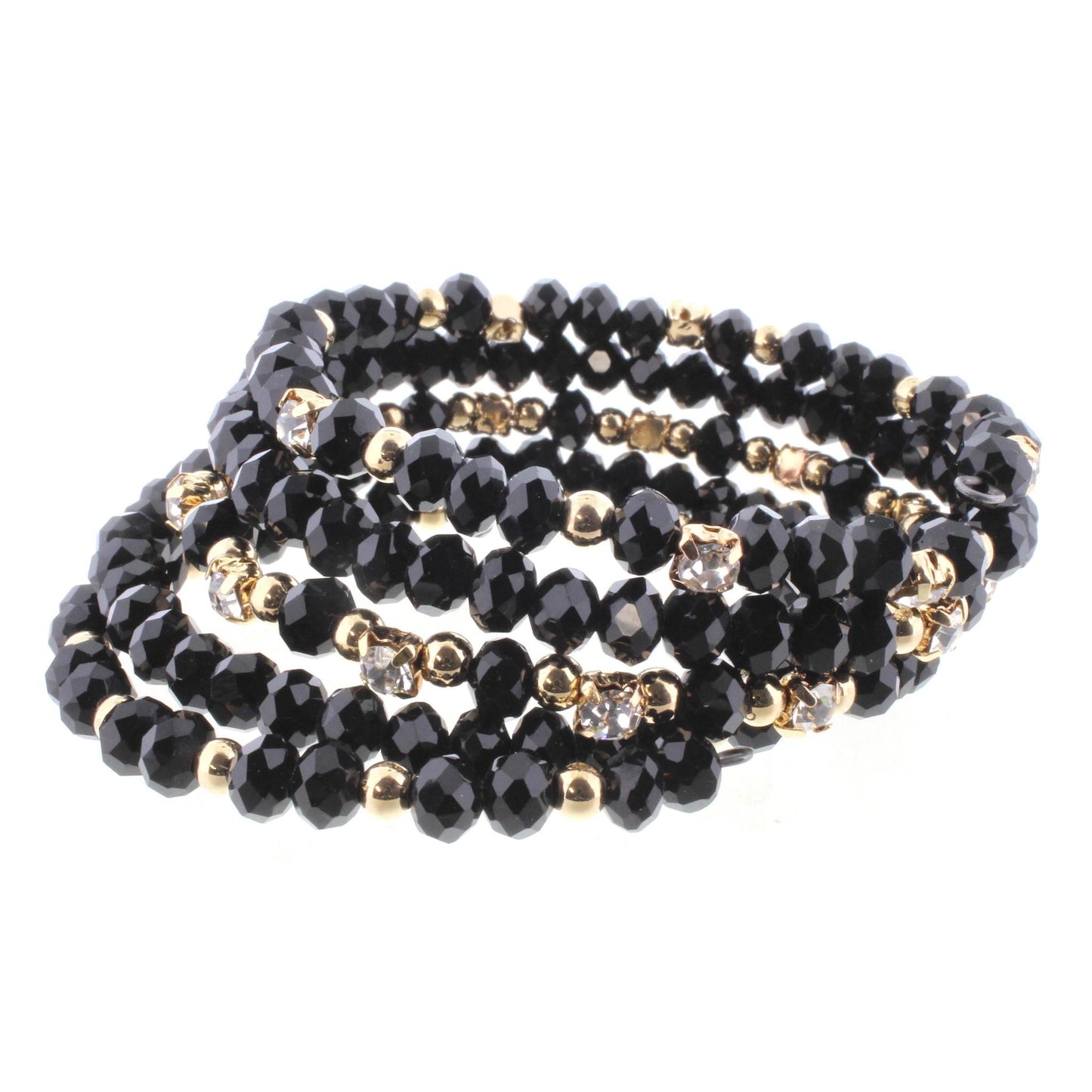 Jet and Gold Beaded Coil Bracelet