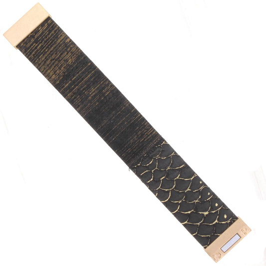 Gold Painted Jet Scalloped Leather Bracelet