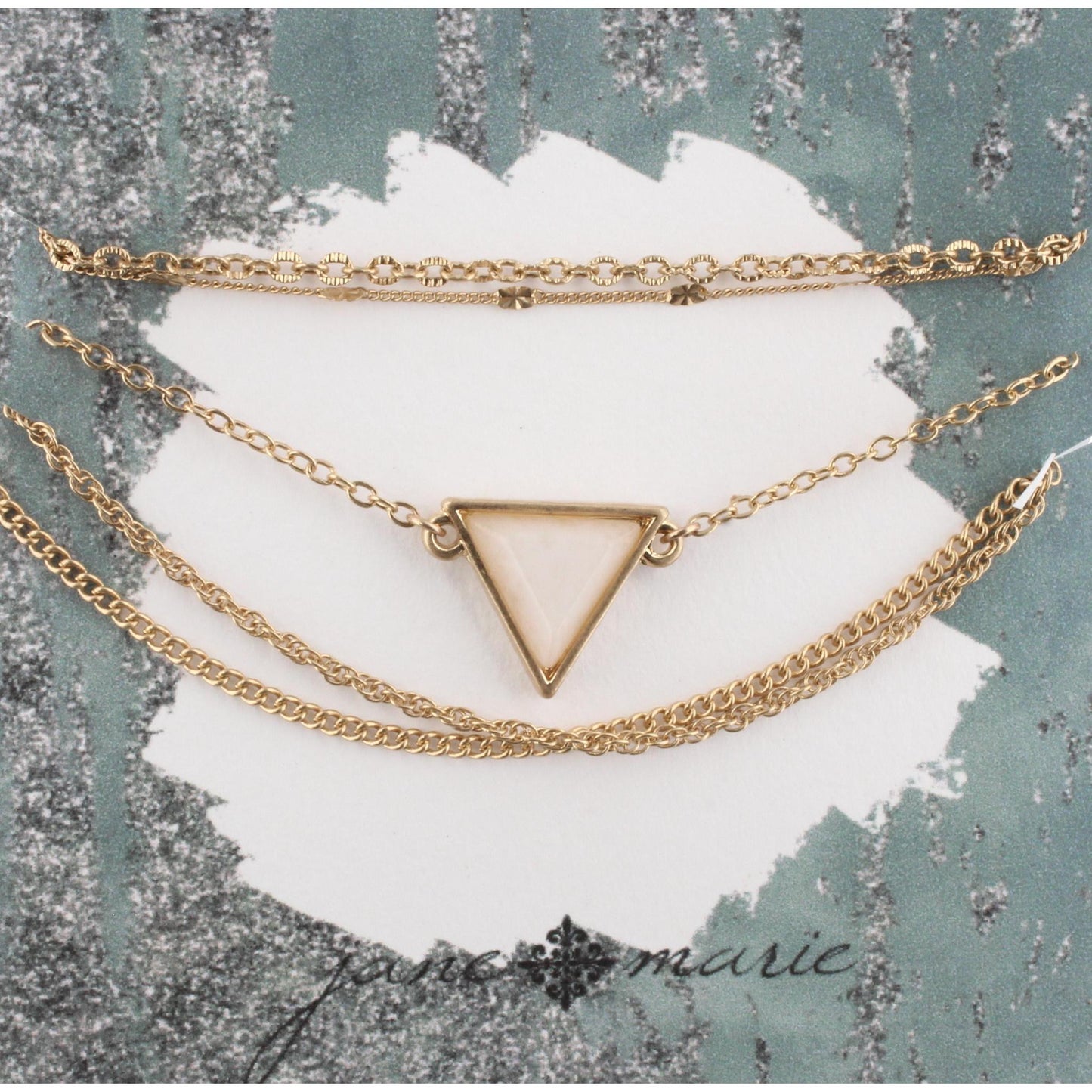 Gold Multi Strand Adjustable Bracelet with Ivory Triangle