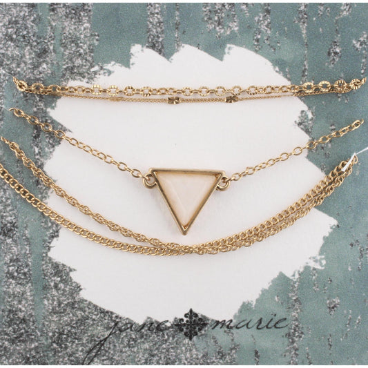 Gold Multi Strand Adjustable Bracelet with Ivory Triangle
