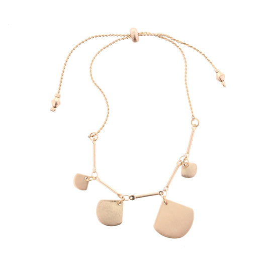 Gold Adjustable Pull Cord Bracelet with Gold Fan Dangles