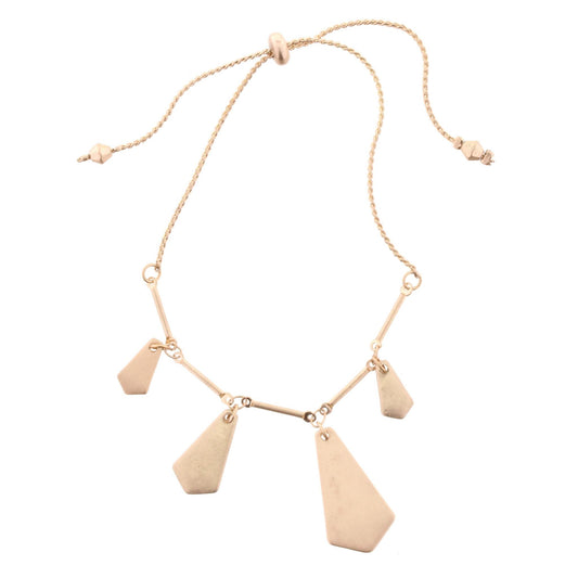 Gold Adjustable Pull Cord Bracelet with Gold Rhombus