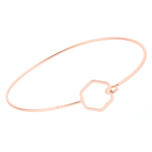 Delicate Rose Gold Hexagon Latch Bracelet