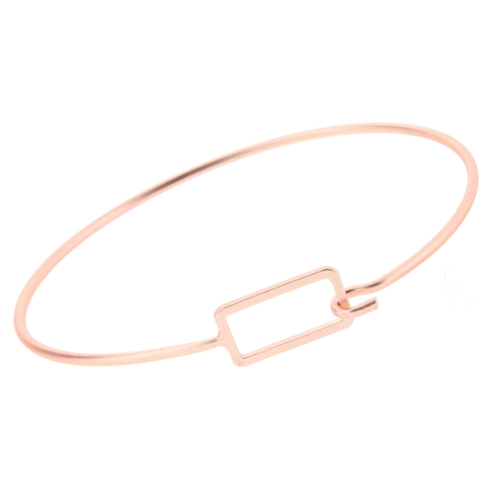 Delicate Rose Gold Rectangle Latch Bracelet