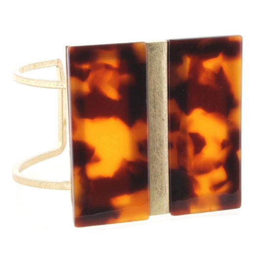 Brown Leopard Resin Square Resin Cuff Bracelet