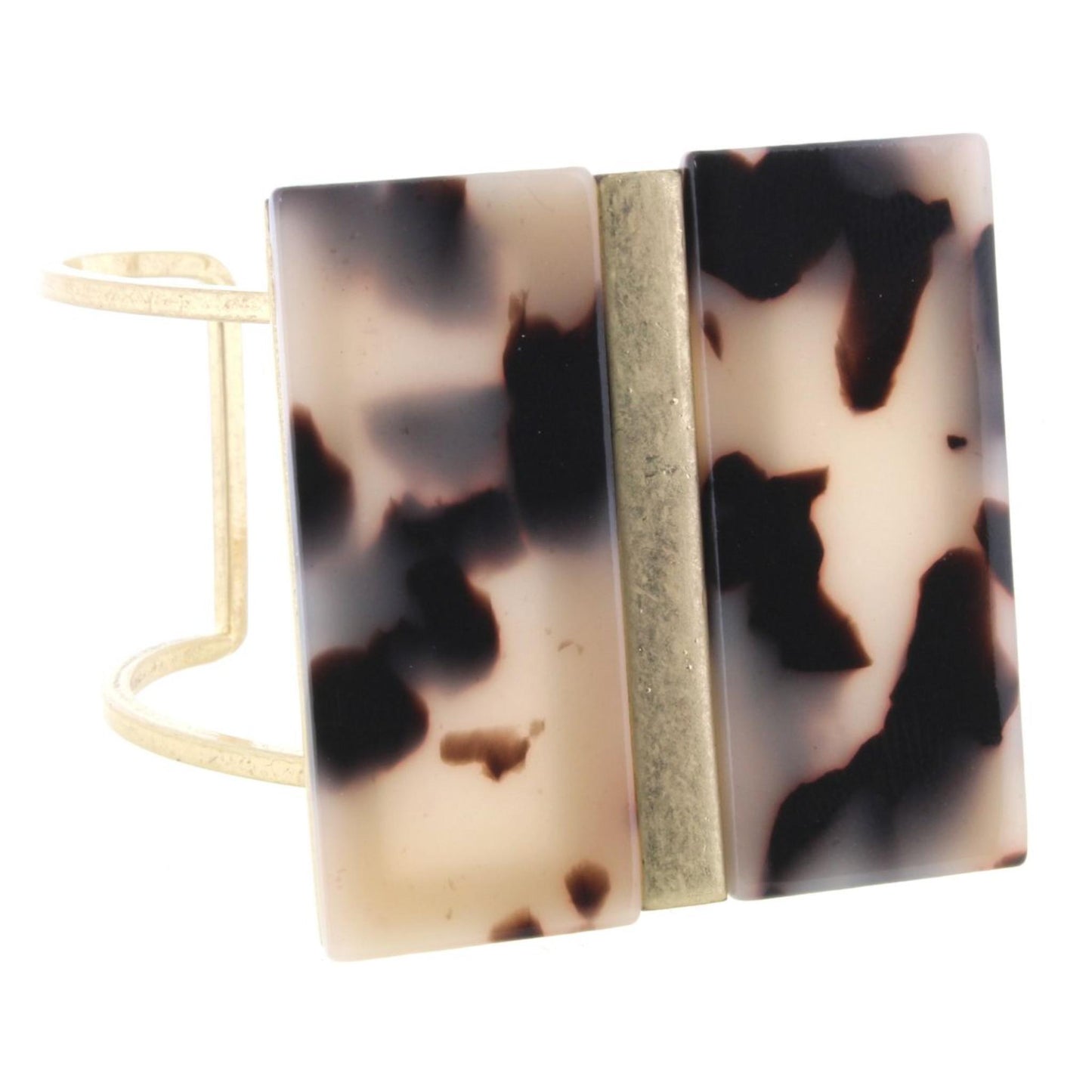 Light Brown Leopard Resin Square Cuff Bracelet