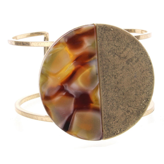 Multi Brown Resin Circle Cuff Bracelet