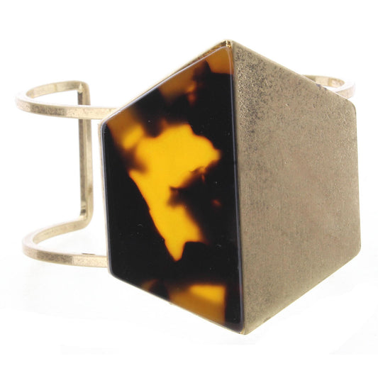 Tortoise Resin Hexagon Cuff Bracelet