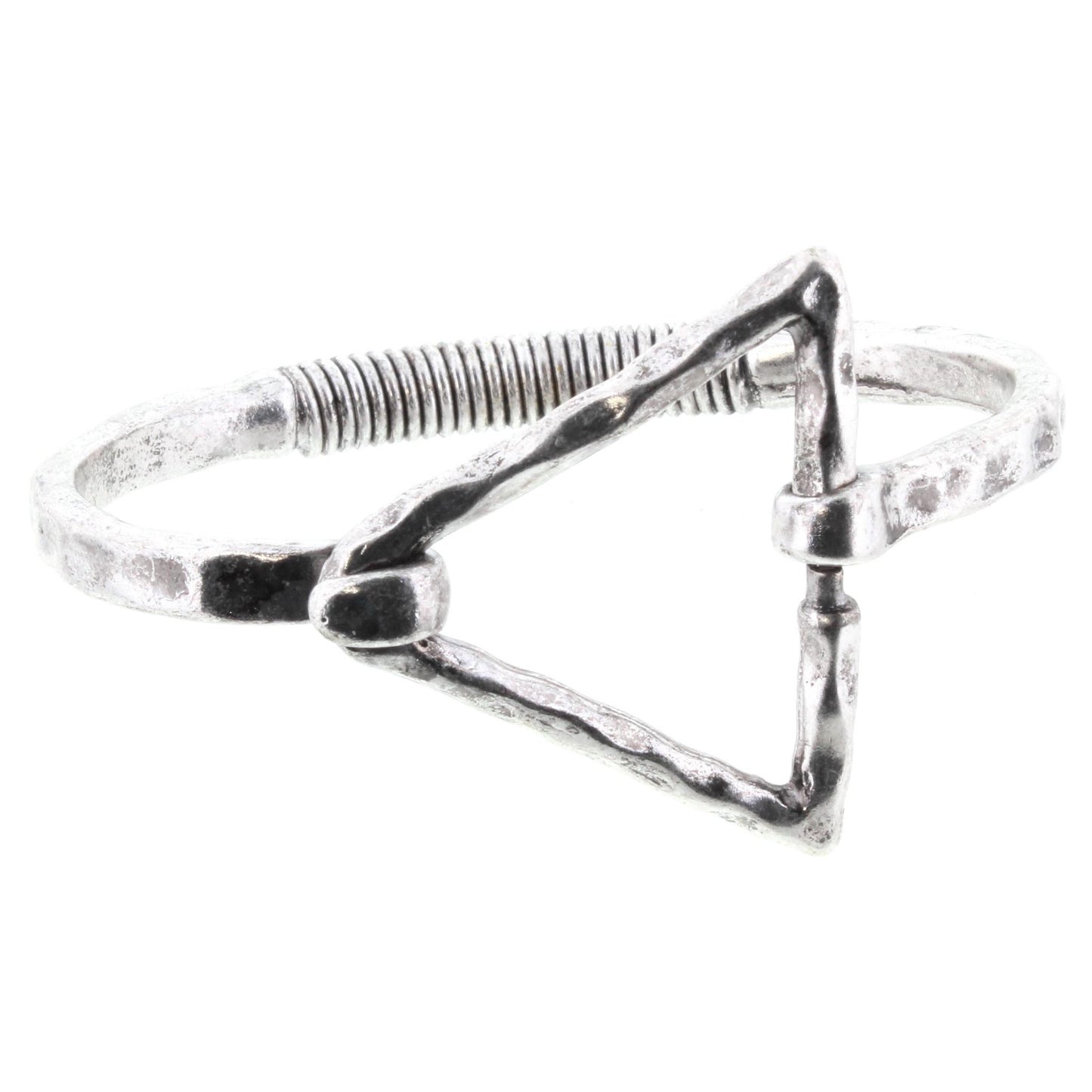 Silver Triangle Spring Cuff Latch Bracelet