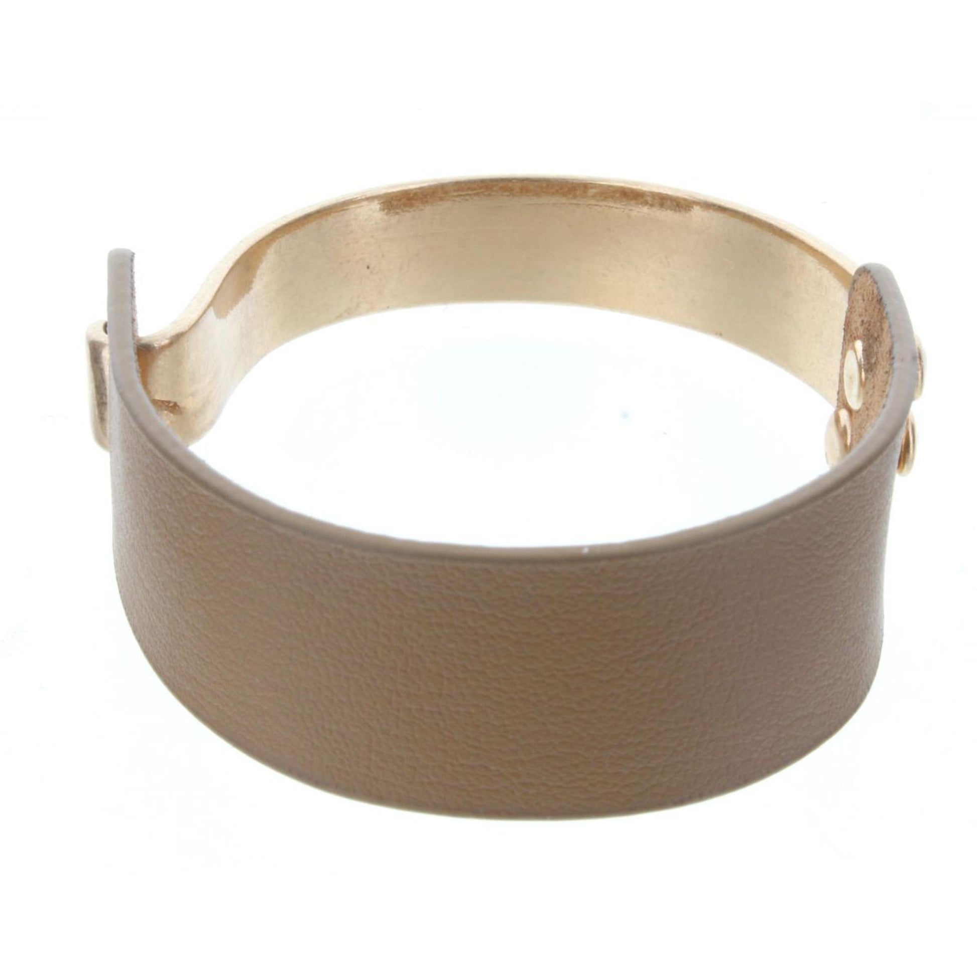 Half Gold Cuff Half Tan Leather Bracelet