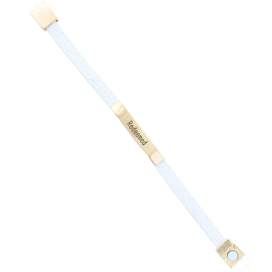 White Leather Snake Bracelet with Gold Bar "Redeemed"