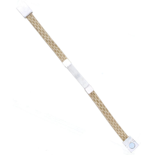 Cream Leather Bracelet with Silver Bar