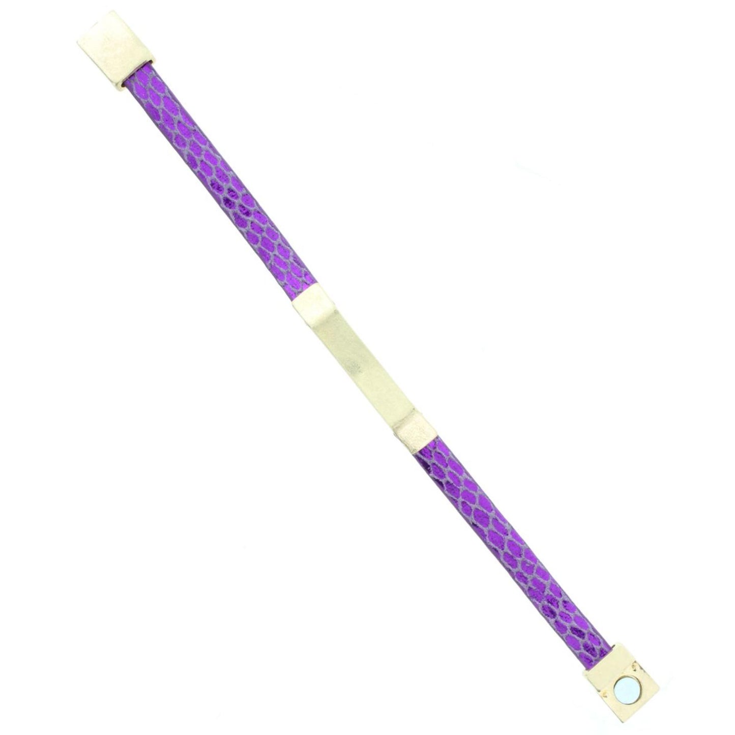 Purple Leather Snake Bracelet with Gold Bar