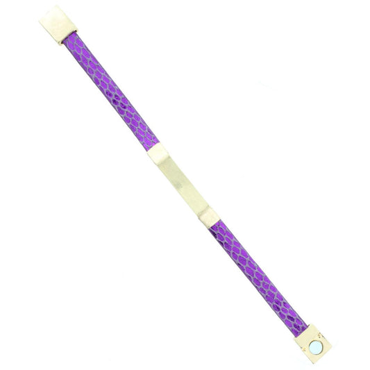 Purple Leather Snake Bracelet with Gold Bar