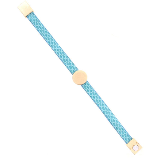 Turquoise Leather Snake Bracelet with Gold Circle