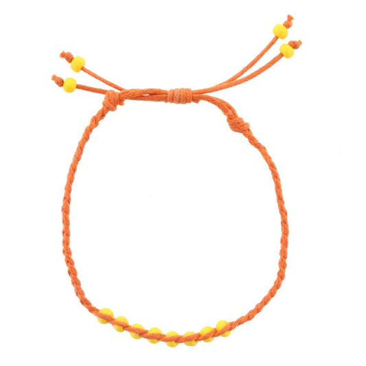 Kids Orange Braided Bracelet with Yellow Beads Adj. Bracelet
