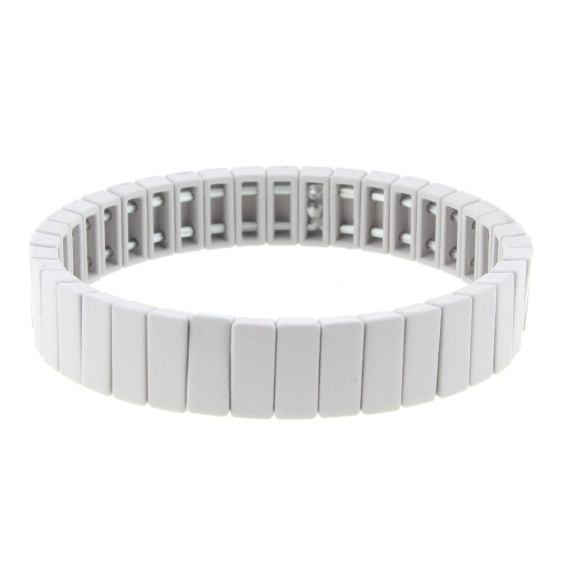 Grey Rectangular Metal Shape Stretch Bracelet