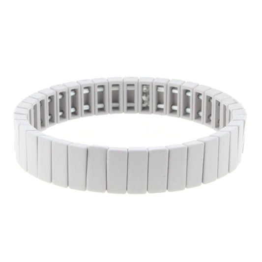 Grey Rectangular Metal Shape Stretch Bracelet