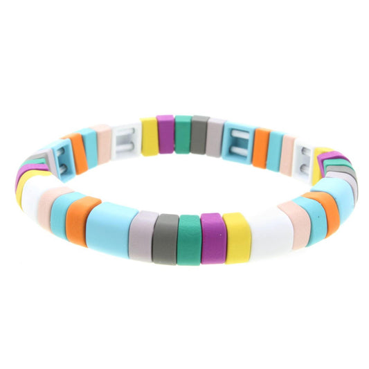 Multi Rectangular Metal Shape Stretch Bracelet