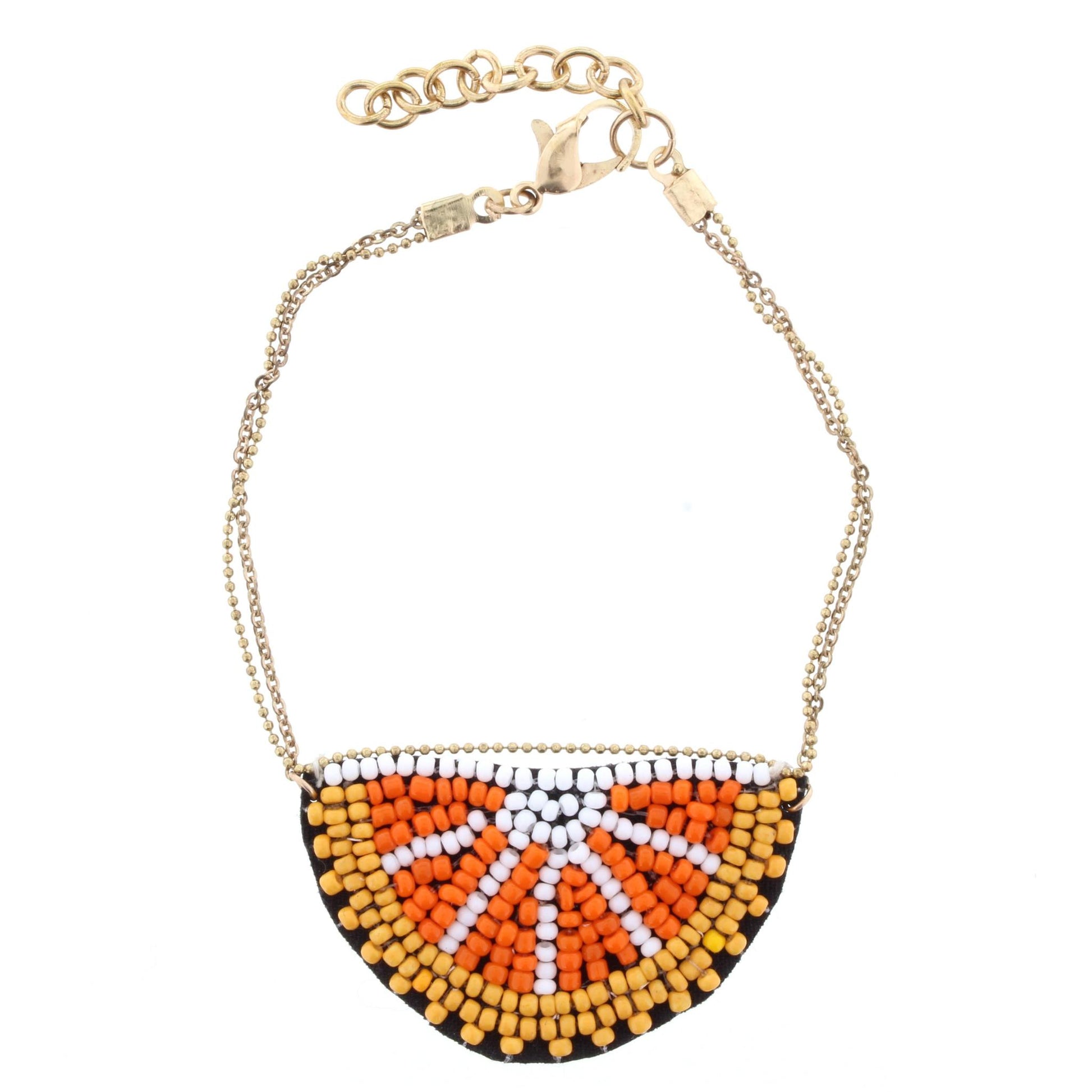 Adjustable Gold Chain Bracelet with Beaded Orange Slice