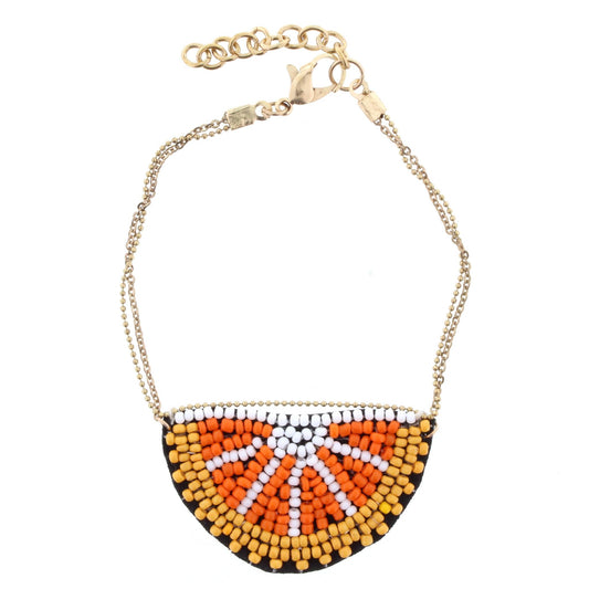 Adjustable Gold Chain Bracelet with Beaded Orange Slice