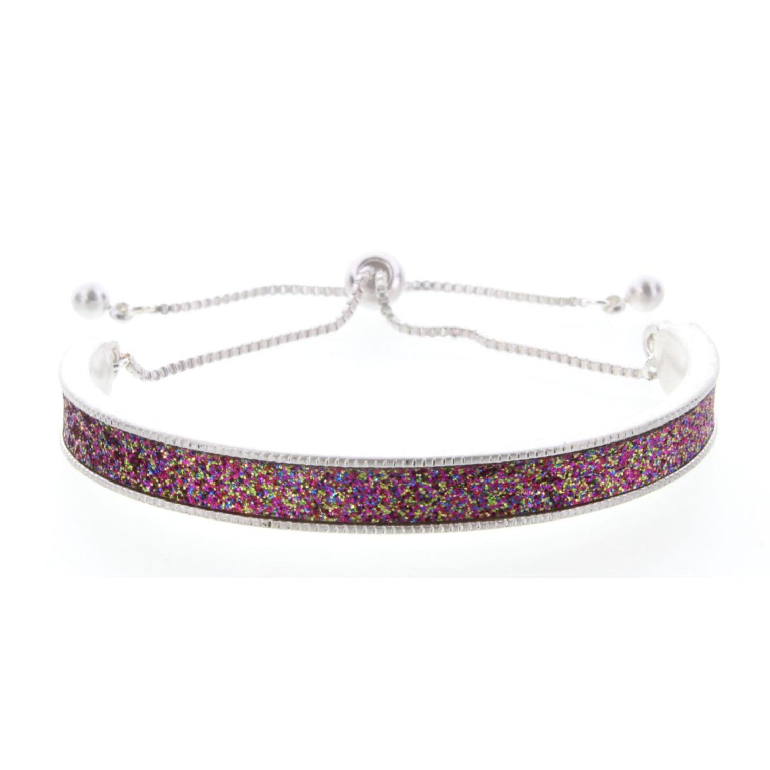 Kids Multi Glitter Inlay Adjustable Cuff with Inside Engrave "Magical"