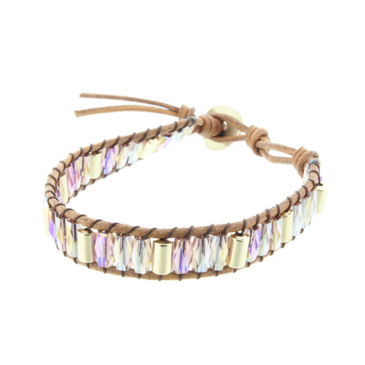 Kids Purple & Gold Faceted Button Closure Bracelet