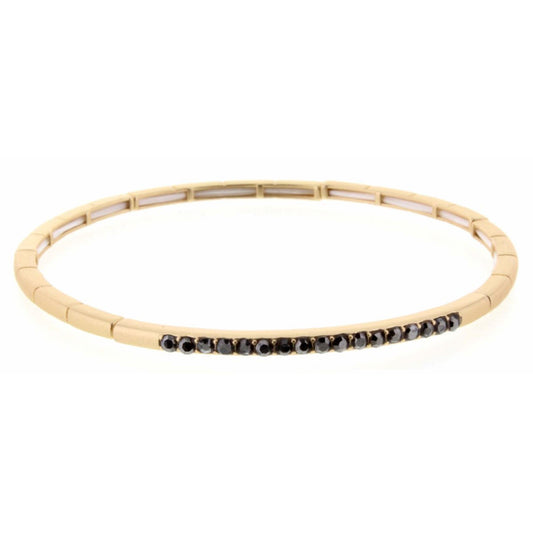 Gold Stretch with Black Diamond Czech Stones Bracelet