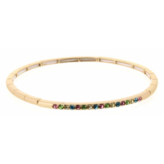Gold Stretch with Rainbow Czech Stones Bracelet