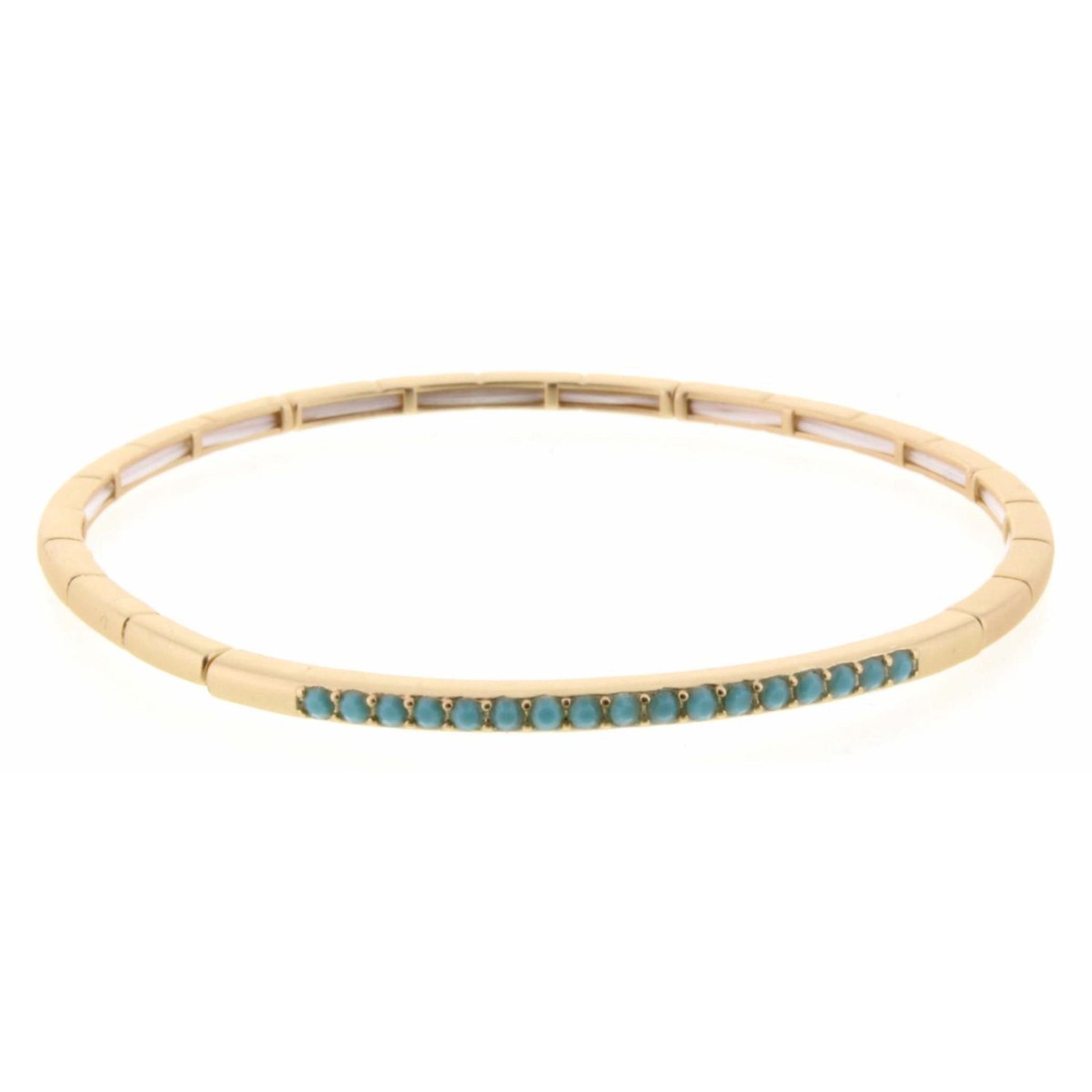 Gold Stretch with Turquoise Czech Stones Bracelet