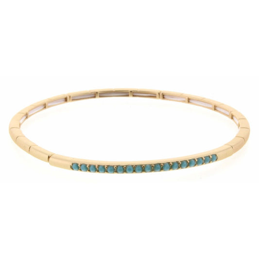 Gold Stretch with Turquoise Czech Stones Bracelet