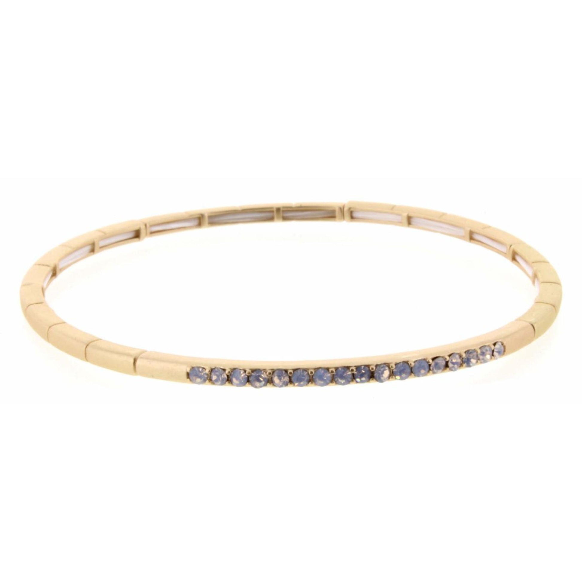 Gold Stretch with White Opal Czech Stones Bracelet