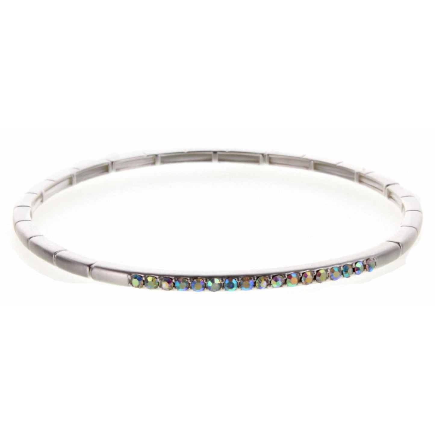 Silver Stretch with AB Clear Czech Stones Bracelet