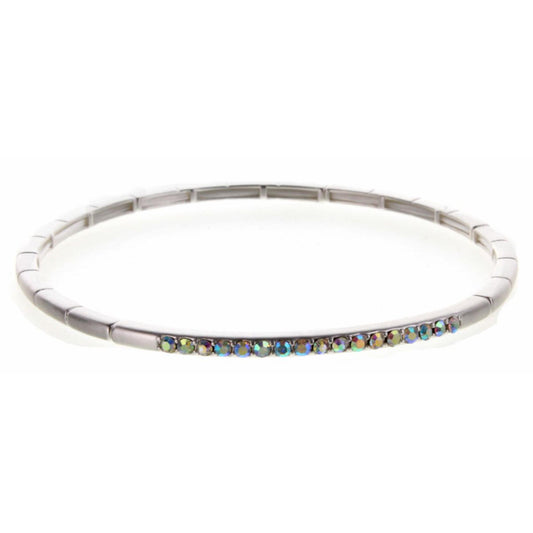 Silver Stretch with AB Clear Czech Stones Bracelet