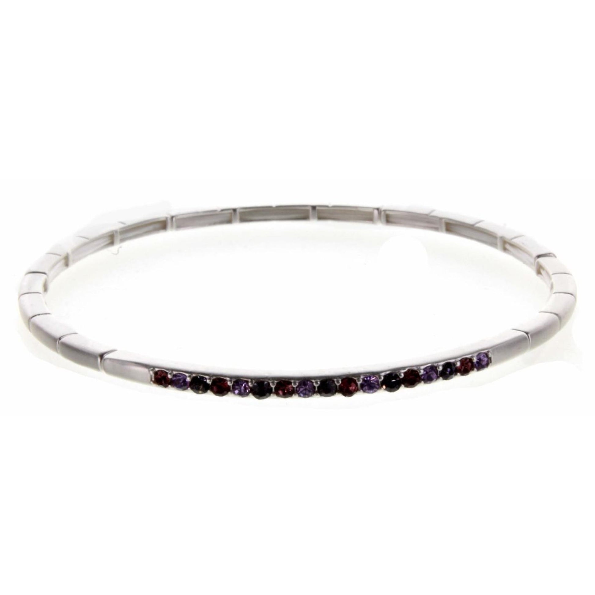 Silver Stretch with Multi Purple Czech Stones Bracelet