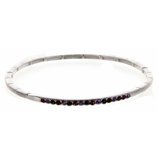 Silver Stretch with Multi Purple Czech Stones Bracelet