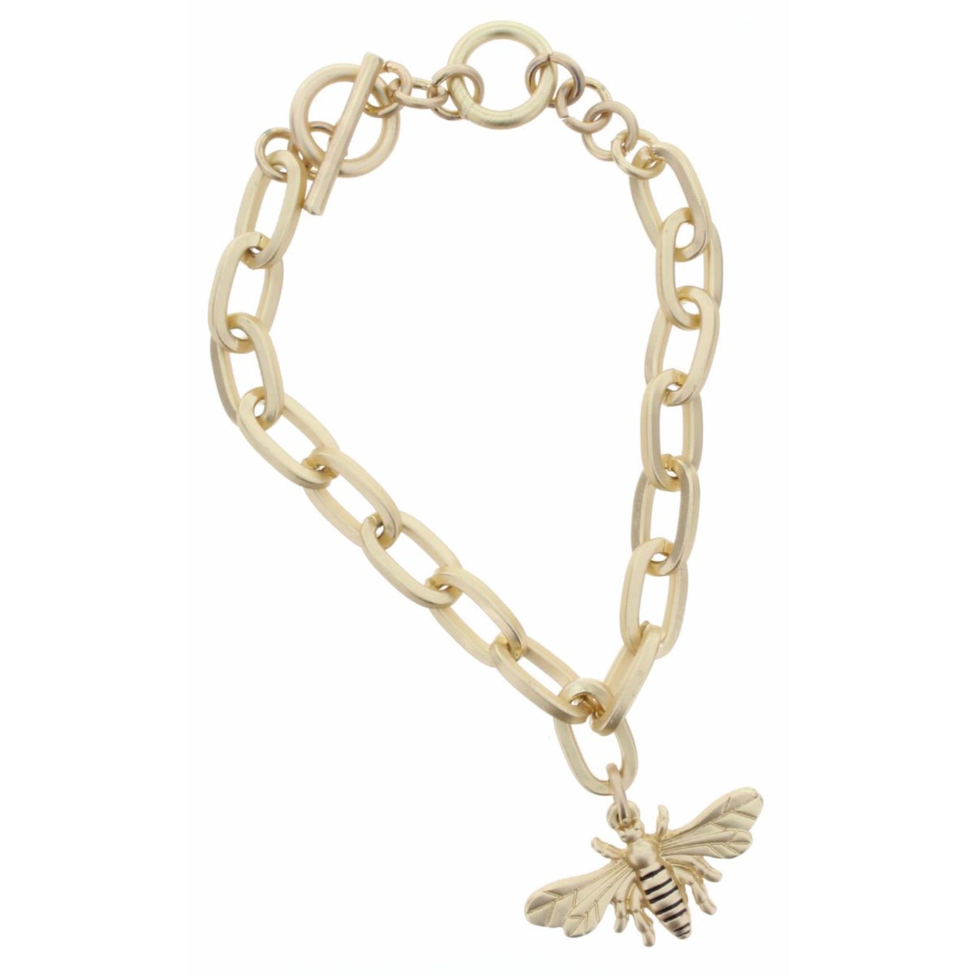 Gold Toggle Chain with Bee Charm Bracelet