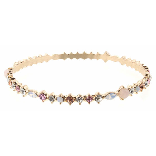 Peach, Opal, Pink, Clear Stone & Czech Bangle Bracelet