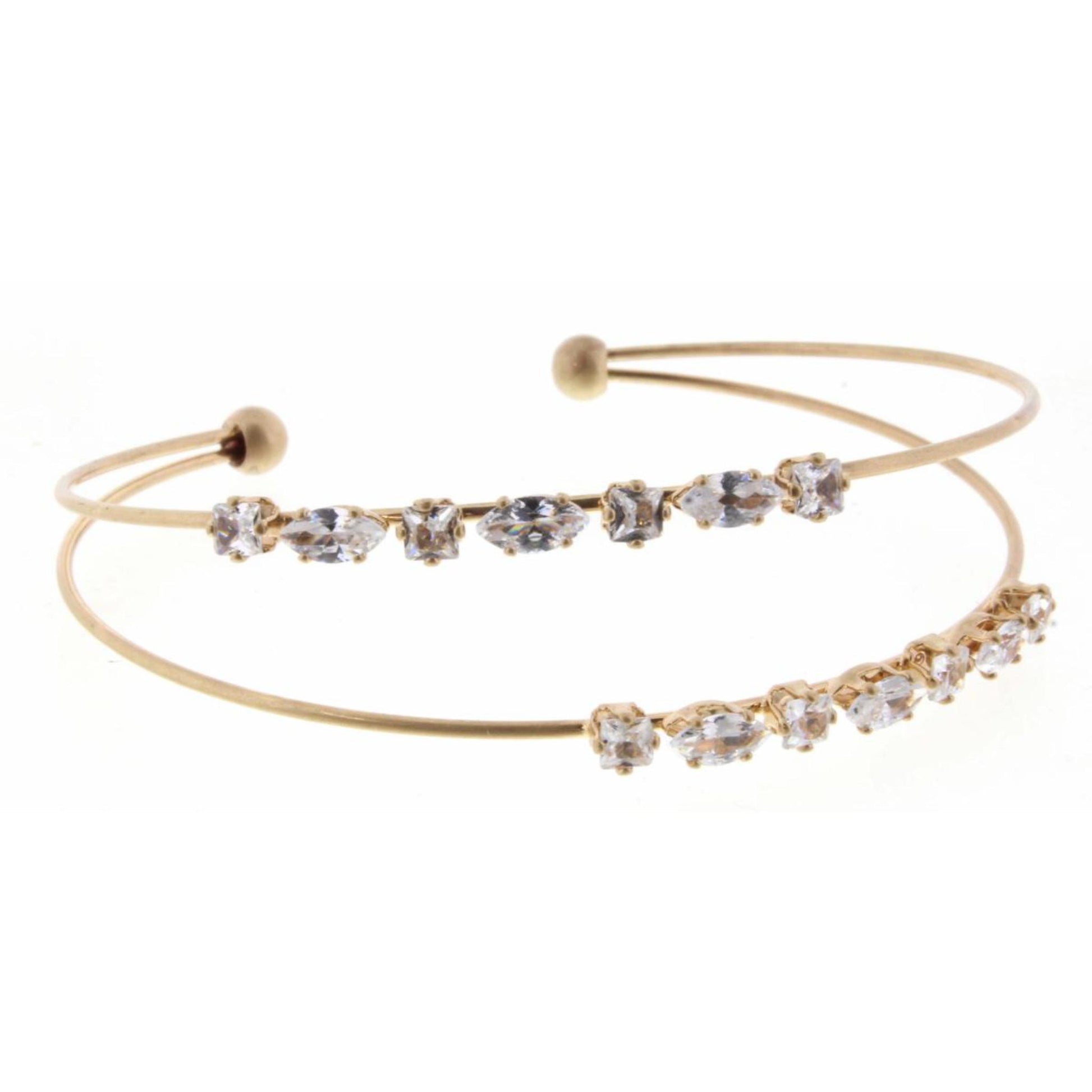 Gold 2 Layer Marquise and Square Crystals Bracelet