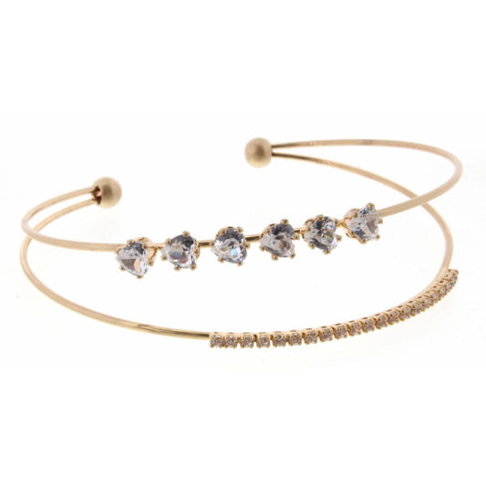 Gold 2 Layer Heart and Mini Square Crystals Bracelet