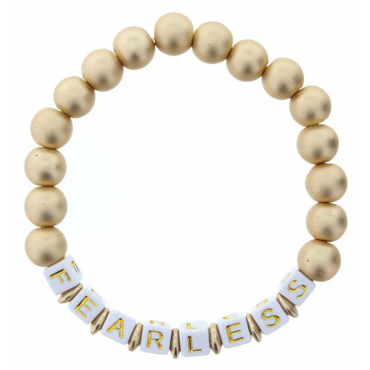 "Fearless" Gold Beaded Stretch Bracelet
