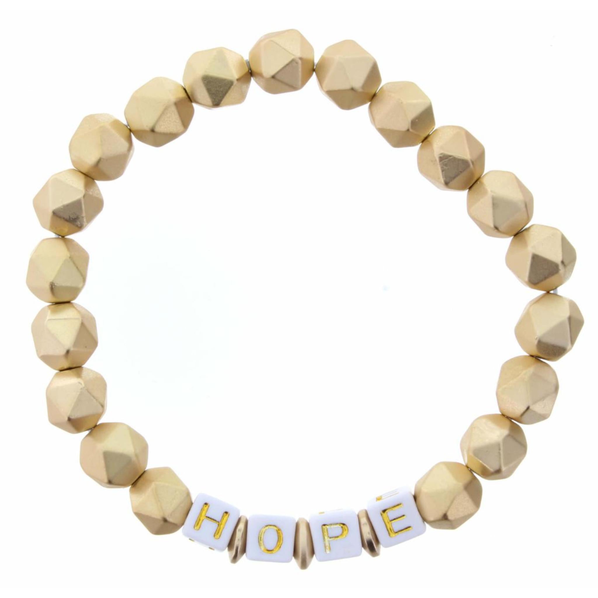 "Hope" Gold Beaded Stretch Bracelet