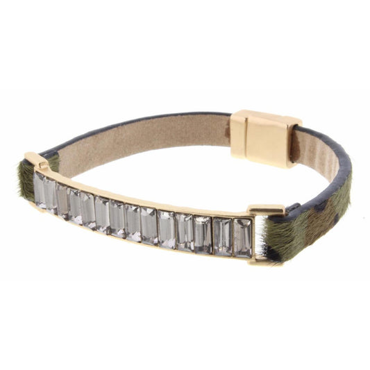 Clear Crystal Bar with Camo Magnetic Band Bracelet