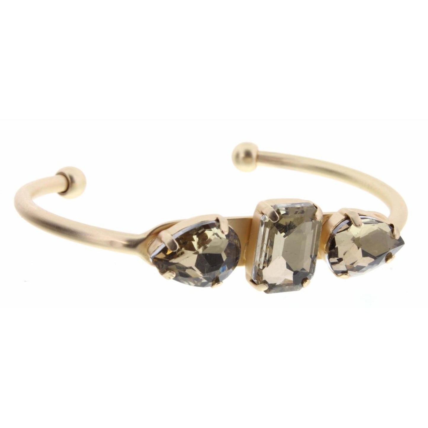 Champagne Rectangle and Teardrop Crystals Cuff Bracelet