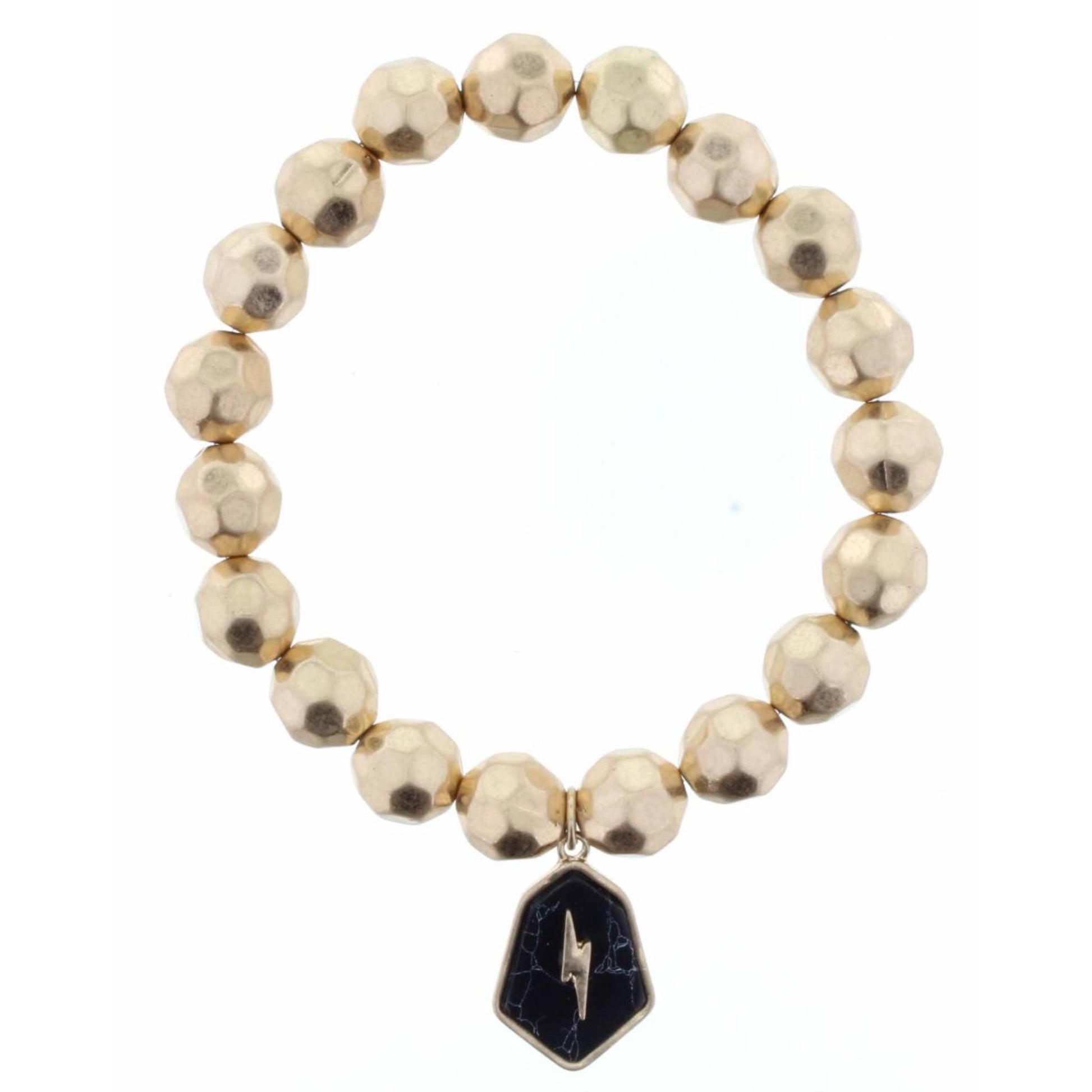 Jet Howlite Stone with Gold Lightning Bolt Bracelet